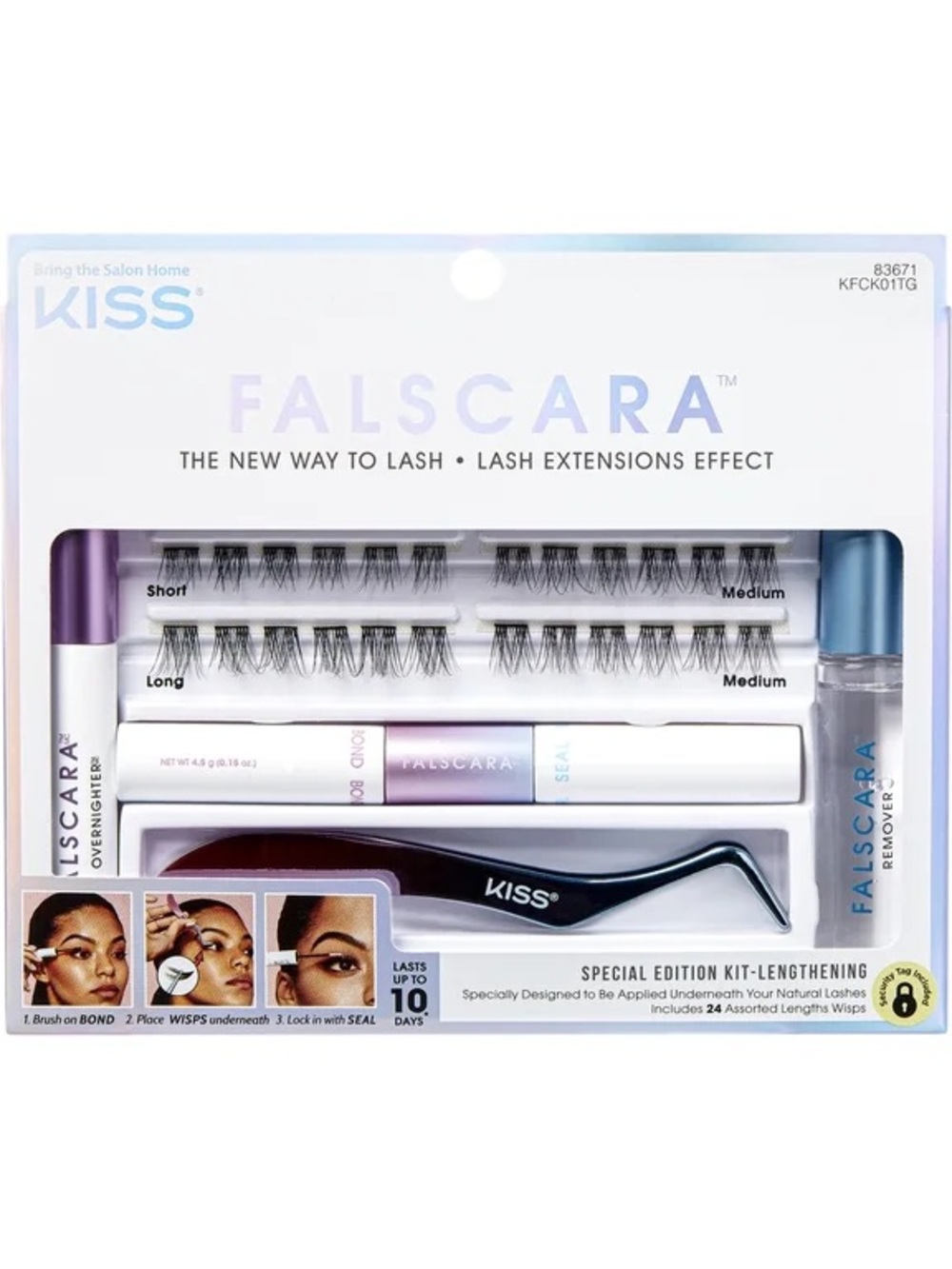 Kiss Falscara Lash Extensions Kit - Black, 24